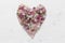Heart. Beautiful heart made of natural stone tourmaline. Heart on a white background. Greeting card for Valentine`s day.