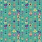 Heart bird flower seamless pattern on blue background.