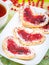 Heart biscuits with jam and tea