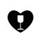 Heart black icon fragile cargo. Marking of cargo in heart. Valentines day sign, emblem. Flat style Love for graphic and web design
