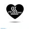 Heart black icon, Love symbol. Hot surface warning sign in heart. Valentines day sign, emblem, Flat style for graphic and w