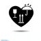 Heart black icon, Love symbol. Marking of cargo in heart. Valentines day sign, emblem, Flat style for graphic and web desig