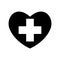 Heart black icon, Love symbol. Plus sign or a cross in heart. Valentines day sign, emblem, Flat style for graphic and web d