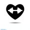Heart black icon, Love symbol. The silhouette beautiful dumbbell floats in heart. Valentines day sign, emblem, Flat style f