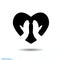 Heart black icon, Love symbol. The silhouette Muslim hands in pose of praying in heart. Valentines day sign, emblem, Flat s