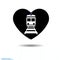 Heart black icon, Love symbol. Train icon in heart. Valentines day sign, emblem, Flat style for graphic and web design, log