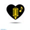 Heart black is symbol retro microphone. Valentines day for singing and vocals. Icon