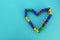 Heart on a blue background of the a constructor cubes