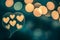 Heart bokeh background, night city lights. Heart shape bokeh from street light. City in love. Valentine\\\'s Day