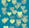 Heart bokeh background, photo blurry objects, yellow on blue