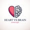 Heart and Brain concept, conflict between emotions and rational thinking, teamwork and balance between soul and intelligence.