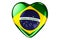 Heart with Brazilian flag, 3D rendering