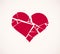 Heart broken to pieces like a glass vector logo or icon, broken heart concept, breakup or divorce, heartbreak regret, separated