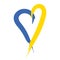 Heart with brush stroke elements, Ukrainian flag colors. Emblem, icon. Glory to Ukraine