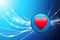 Heart Button on Blue Abstract Light Background