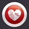 Heart button. Vector red round love sticker.