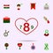 Heart, calendar color icon. Universal set of 8 march for website design and development, app development