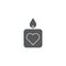 Heart candle vector icon symbol isolated on white background