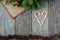 Heart Candycanes On Rustic Wood Background for the Holiday