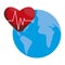 heart cardio with world planet earth