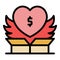 Heart care donate icon color outline vector