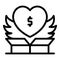 Heart care donate icon, outline style