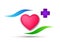 Heart care logo heart protect concept medical cross logo icon on white background