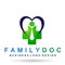 Heart care medical health family doctor logo icon wellness health symbol on white background