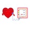 Heart cartoon with Digital device Medical equipment for measuring pressure, Diagnose hypertension, heart