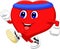 Heart cartoon running to keep healthy