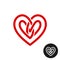 Heart celtic style knot logo. Infinite loop wide stripe love symbol.