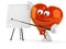 Heart character with blank whiteboard