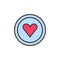 Heart in a circle plate filled outline icon