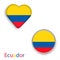 Heart and circle symbols with flag of Republic of Ecuador.