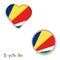 Heart and circle symbols with flag of Republic of Seychelles.