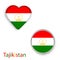 Heart and circle symbols with flag of Republic of Tajikistan.