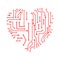 Heart circuit board technology pattern. vector illustration