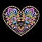 Heart cliche. Ethnic colotful floral pattern.