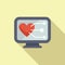 Heart clinic examination icon flat vector. Scan monitor resonance