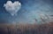 Heart cloud over field grunge textured