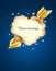 Heart cloud striked by gold cupid\'s arrow