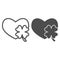 Heart with clover leaf line and solid icon. Love symbol and Patrick day shamrock outline style pictogram on white