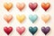 Heart Color Set Icons vector illustrations. Set of Hearts in different colors and types, white background illustration generative