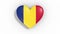 Heart in colors of flag of Romania pulses, loop