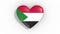 Heart in colors of flag of Sudan pulses, loop