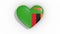 Heart in colors flag of Zambia pulses, loop