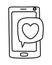 Heart communication bubble and smartphone vector design