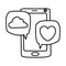 Heart communication bubble and smartphone vector design