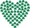 Heart composed with shamrocks - background