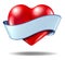 Heart concept and love icon with a blank ribbon